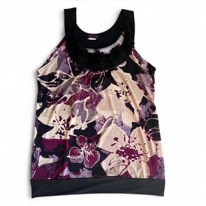 Y2k Floral Cami Top - Black and Purple
